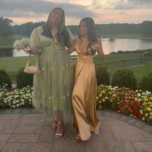 Green Embroidered Fairy Wedding Guest Dress